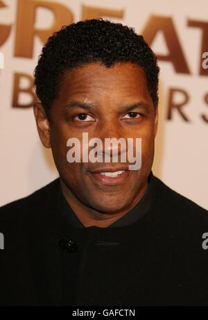 Denzel Washington kommt zur Premiere von The Great Debaters im Arclight Cinerama Dome in Hollywood, Los Angeles. Stockfoto