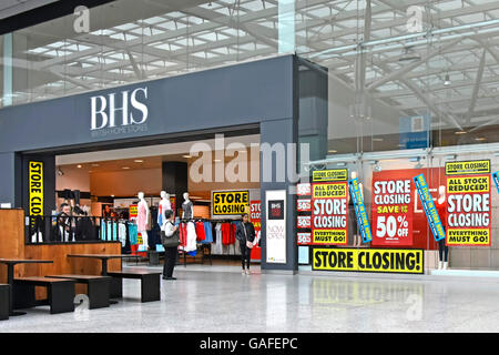 England-UK-BHS speichern Ladenfront im indoor-Einkaufszentrum, Schließung Verkauf vor allen UK British Home Stores geschlossen halten Stockfoto