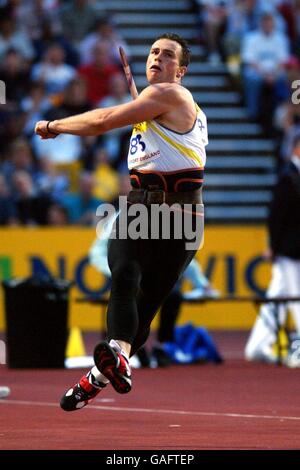 Leichtathletik - Norwich Union British Grand Prix - Javelin für Männer. Lettlands Eriks Lumpen Stockfoto