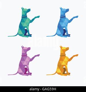 Hund gibt seine Pfote, Silhouette der Hund aus Dreiecken Stock Vektor