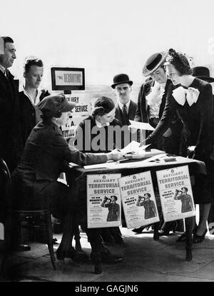 Zweiter Weltkrieg - British Empire - Heimatfront - britische Armee - Frauen Auxiliary Territorial Service - London - 1939 Stockfoto