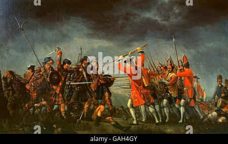 Die Schlacht von Culloden, Öl auf Leinwand, David Morier, 1746. Stockfoto