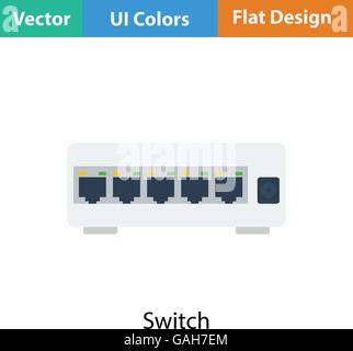 Ethernet-Switch-Symbol. Flache Farbgestaltung. Vektor-Illustration. Stock Vektor