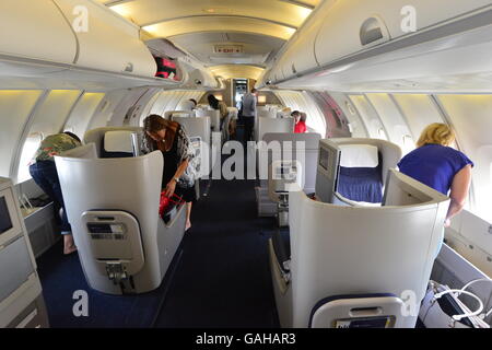 Oberdeck auf einer Boeing 747-400-Serie Stockfoto