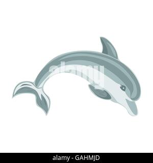 Delphin springen, auf einem weißen Hintergrund Stock Vektor