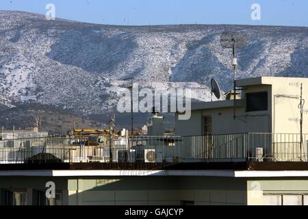 Wetter - Schnee in Athen Stockfoto