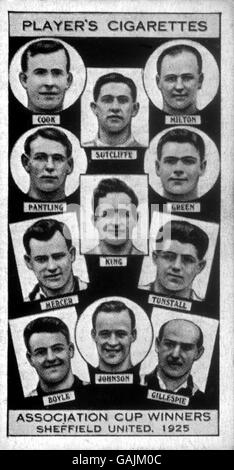 Sheffield United's 1925 FA Cup Siegerteam: (l-r, oben-unten) Bill Cook, Charles Sutcliffe, Ernest Milton, Harry Pantling, George Green, Dave Mercer, Seth King, Fred Tunstall, Thomas Boyle, Harry Johnson, Billy Gillespie Stockfoto