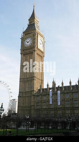 Demo beim Houses of Parliament Stockfoto