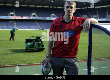 Rugby Union - Schottland Pressekonferenz - Murrayfield. Simon Taylor aus Schottland nach einer Pressekonferenz im Murrayfield Stadium, Edinburgh. Stockfoto