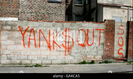 Graffitti Liverpool Football Club Stockfoto