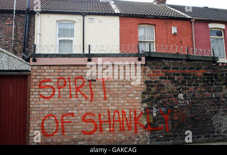 Graffitti Liverpool Football Club Stockfoto