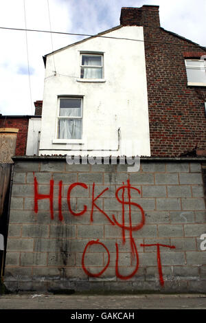 Graffitti Liverpool Football Club Stockfoto