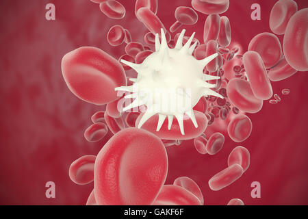Rote und weiße Blutkörperchen in Schiffe bewegen. 3D illustration Stockfoto