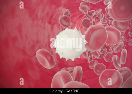 Rote und weiße Blutkörperchen in Schiffe bewegen. 3D illustration Stockfoto