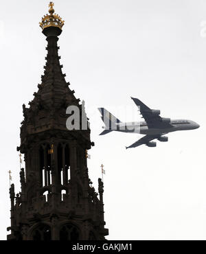 Airbus-superjumbo Köpfe für UK Debüt Stockfoto