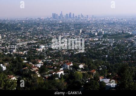 Gesamtansicht vom Griffith Observatory in Los Angeles. Stockfoto