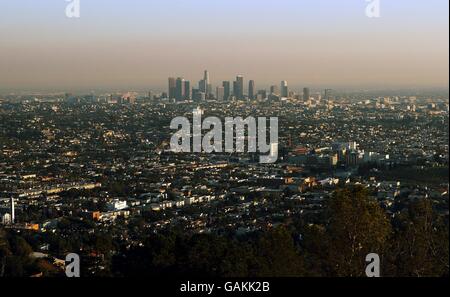 Gesamtansicht vom Griffith Observatory in Los Angeles. Stockfoto