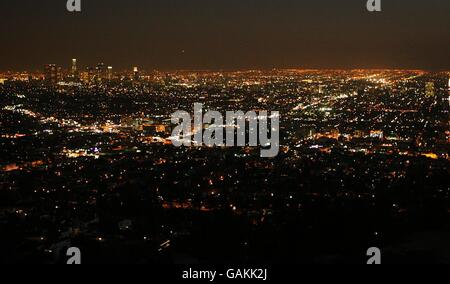 Gesamtansicht vom Griffith Observatory in Los Angeles. Stockfoto