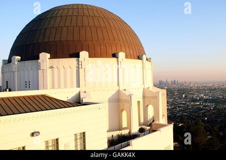 Gesamtansicht vom Griffith Observatory in Los Angeles. Stockfoto