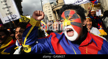 Tibet-Solidarität-März - London Stockfoto