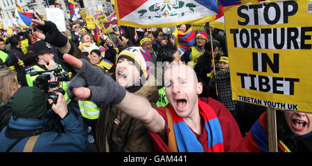 Tibet-Solidarität-März - London Stockfoto