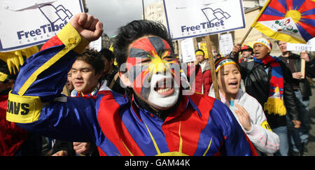 Tibet-Solidarität-März - London Stockfoto