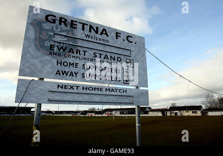 Fußball - Clydesdale Bank Premier League - Raydale Park Feature. Raydale Park, die Heimat des Gretna Football Club Stockfoto