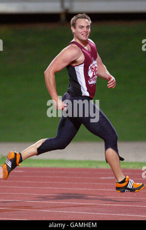 Leichtathletik - 86. Australische Meisterschaften und Olympische Auswahltrials - Queensland Sport & Athletics Center. Jarrod Bister, Männerspeer Stockfoto