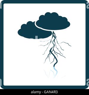 Wolken und Blitz-Symbol. Schatten-Reflexion-Design. Vektor-Illustration. Stock Vektor