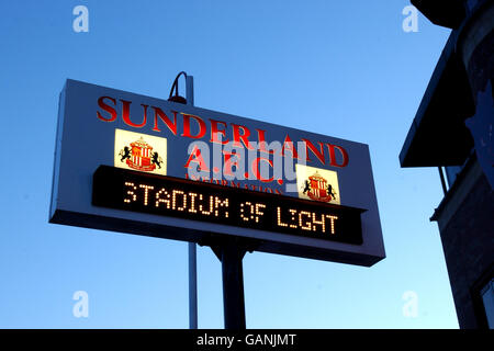 Fußball - FA Barclaycard Premiership - Sunderland. Ein Schild am Stadium of Light, der Heimat von Sunderland Stockfoto