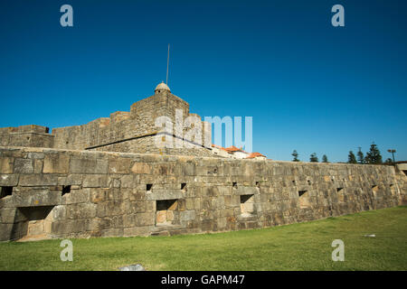 Das Castelo de Queijo an der Küste in der Innenstadt von Porto in Porugal in Europa. Stockfoto