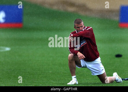 Englands David Beckham während der Trainingseinheit in London Colney, Hertfordshire. Stockfoto