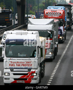 Lastwagenfahrer Kraftstoff protest Stockfoto