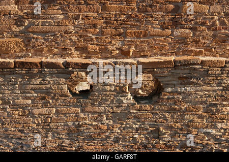 Wand mit Mauerwerk details, Chetro Ketl Ruinen, Chaco Culture National Historical Park, New Mexico, USA Stockfoto