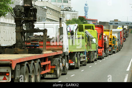 Lastwagenfahrer Kraftstoff protest Stockfoto