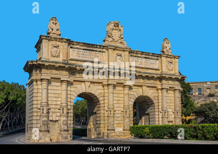 Malta Floriana: Porte des Bombes oder Porta dei Cannoni von 1697 in der wenig bekannten Vorort der Hauptstadt von Malta. Stockfoto