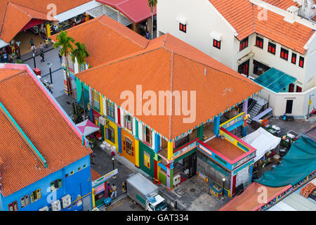 Luftaufnahme von bunten Haus in der Nähe von Little India, Singapur entfernt. Stockfoto