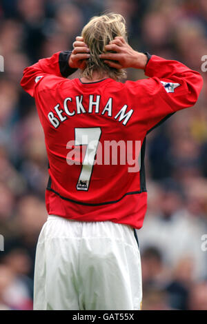 Fußball - FA Barclaycard Premiership - Manchester United / Charlton Athletic. David Beckham von Manchester United verpasste die Chance Stockfoto