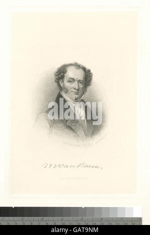 Dieses Porträt von Martin Van Buren, dem 8. Präsidenten der Vereinigten Staaten, spiegelt seine politische Rolle im frühen 19. Jahrhundert wider. Das Gemälde fängt sein Bild ein, das für die amerikanische Geschichte und Politik von Bedeutung ist. Stockfoto