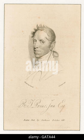 Porträt von Robert Treat Paine, einer einflussreichen Persönlichkeit in der amerikanischen Geschichte, mit Schwerpunkt auf seinen Beiträgen und seiner Bedeutung als Gründervater. Stockfoto