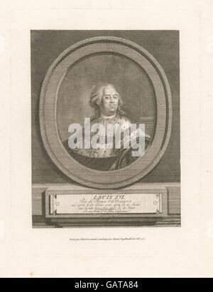 Eine Darstellung von Ludwig XVI., König von Frankreich und Navarra, die seine königliche Kleidung und sein Verhalten veranschaulicht und die künstlerischen Stile seiner Ära widerspiegelt. Stockfoto