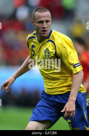 Fußball - UEFA-Europameisterschaft 2008 - Gruppe D - Schweden - Spanien - Tivoli Neu-Stadion. Fredrik Stoor, Schweden Stockfoto