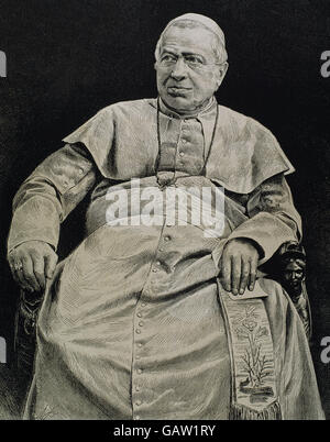 Pius IX. (1792-1878). Italienische Papst namens Giovanni Maria Mastai-Ferretti. Gewählt im Jahr 1846. Das erste Vatikanische Konzil (1869-70) einberufen. Gravur. Stockfoto