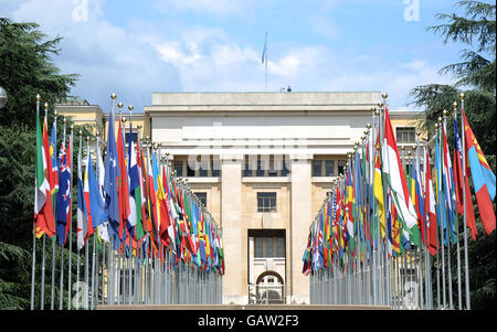 Reisestands - Schweiz - Genf. Der Palais des Nations, europäischer Hauptsitz der Vereinten Nationen in Genf Stockfoto