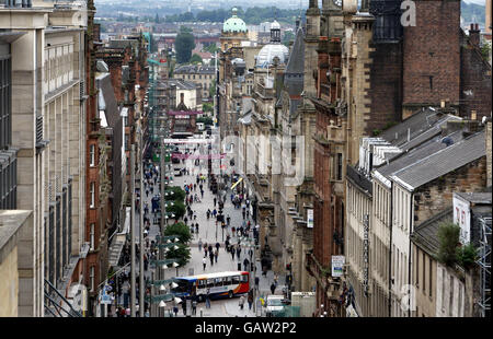 Gesamtansicht der Buchanan Street in Glasgow, Schottland. Stockfoto