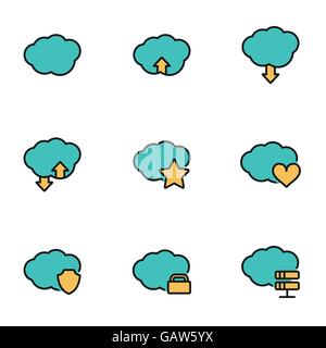 Trendige flache Linie Icon Pack für Designer und Entwickler. Vektor-Linie-Wolke-Icon-set Stock Vektor