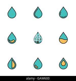Trendige flache Linie Icon Pack für Designer und Entwickler. Vektor-Linie-Tropfen-Icon-set Stock Vektor