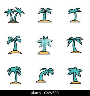 Trendige flache Linie Icon Pack für Designer und Entwickler. Vektor-Linie-Palm-Icon-set Stock Vektor