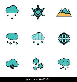 Trendige flache Linie Icon Pack für Designer und Entwickler. Vektor-Linie-Schnee-Icon-set Stock Vektor