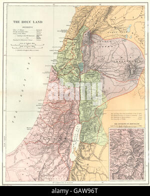 ISRAEL-Palästina: Das Heilige Land; Jerusalem eingelassen. Jordanien. Stanford, 1892-Karte Stockfoto